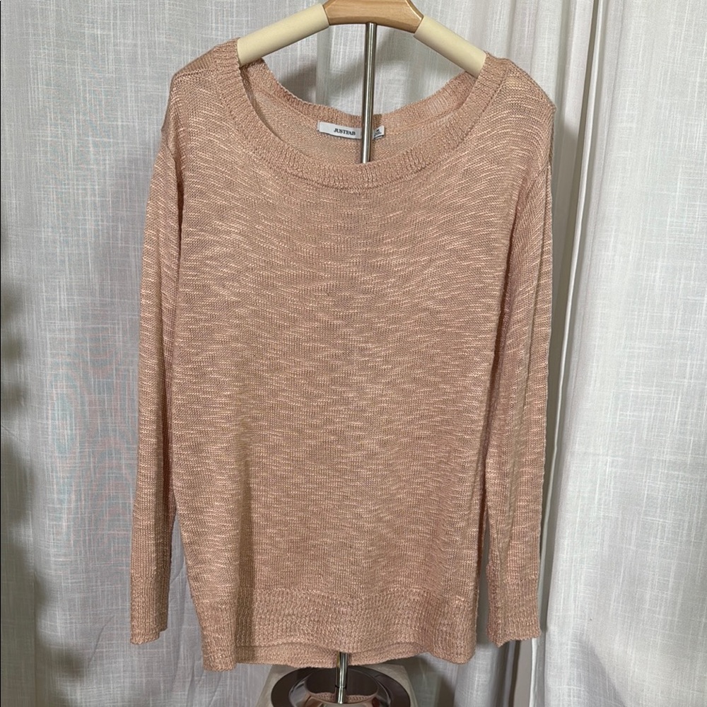 JustFab Off-the-Shoulder Sweater in Peach